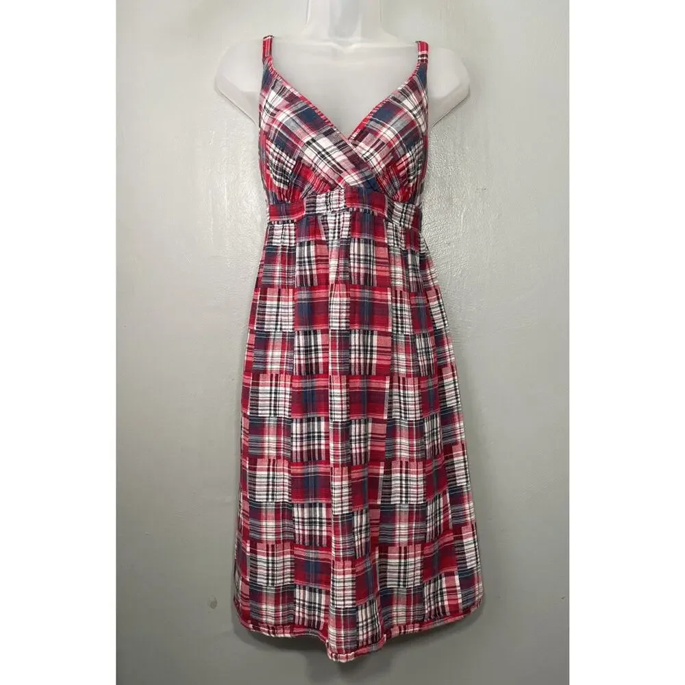 Madres Plaid SunDress Size 14 Babydoll Country Cotton Patchwork Boho Summer Y2K - Picture 2 of 10